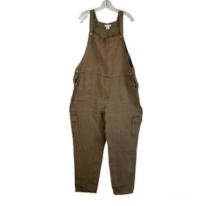 Artisan NY Linen Overalls Solid Green Lightweight Breathable